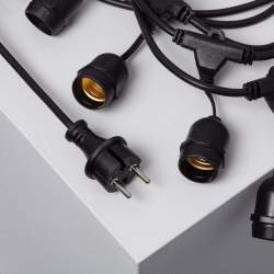 Guirnalda de luces LED para exterior con 8 portalámparas E27 de 5,5m negro - 5