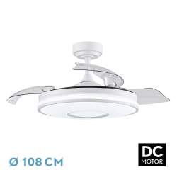 Ventilador de techo led 72W Dc Dani Blanco con 3 Aspas Desplegables transparentes