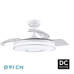 Ventilador de techo led 48W Dc Dani Blanco con 3 Aspas Desplegables transparentes