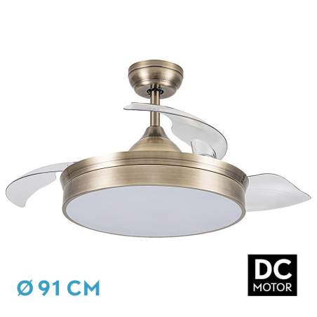 Ventilador de techo led Dc Cala Cuero 48w con 3 Aspas desplegables