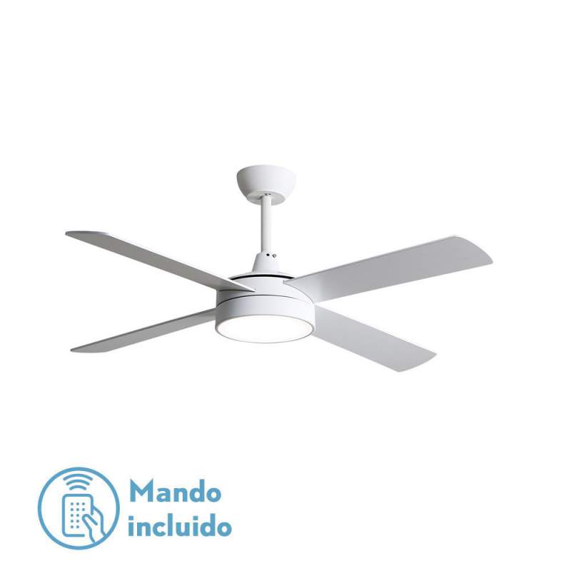 Ventilador de techo led Nevery 26w Blanco con 4 Aspas reversibles Blanco Haya