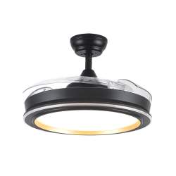 Ventilador de techo led Dc Picolo Negro Oro 72w con 3 Aspas desplegables transparentes