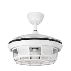 Ventilador de techo led Dc Tornado Blanco 91D con 3 casquillos E27 y 3 Aspas desplegables transparentes