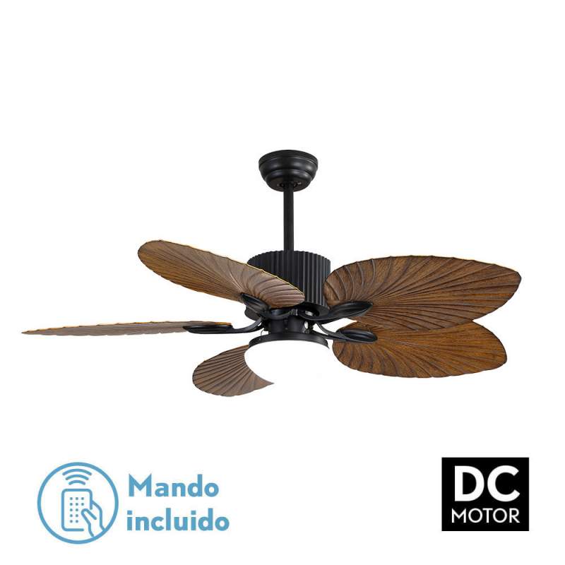 Ventilador de techo led 26W DC Colla Negro-Marron con 5 Aspas