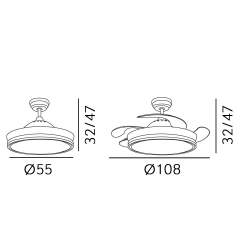 Ventilador 72w Dc Bayomo NIquel con 4 Aspas desplegables transparentes