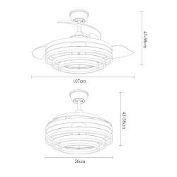 Ventilador de techo led 72w Dc Kai Blanco con 3 Aspas Transparentes