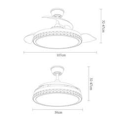 Ventilador de techo led Biliku 72w Niquel con 3 aspas desplegables - 3