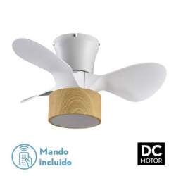 Ventilador de techo led DC 24w Kos Blanco/haya con 3 Aspas - 1