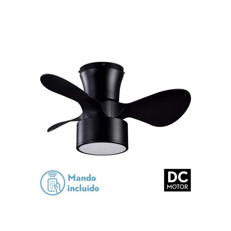 Ventilador de techo led DC 24w Kos Negro con 3 Aspas - 1