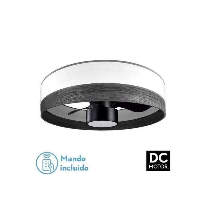 Ventilador de techo led Dc 24w Olga Blanco/madera negra-negro con 3 Aspas - 1