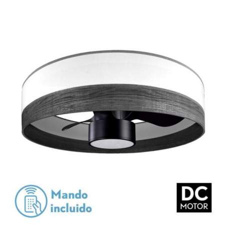 Ventilador de techo led Dc 24w Olga Blanco/madera negra-negro con 3 Aspas - 1