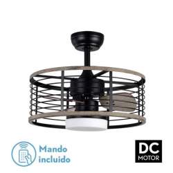 Ventilador de techo led Dc 24w Pella Negro/Madera con 3 Aspas - 1