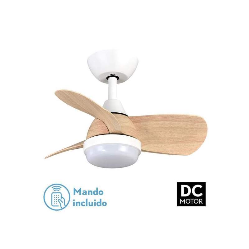 Ventilador de techo led Dc 24w Pirdo Blanco/haya con 3 Aspas - 1