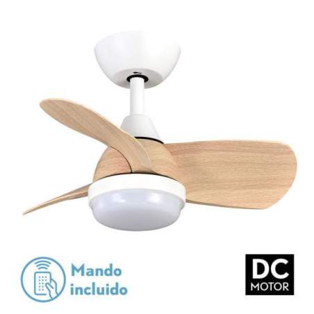 Ventilador de techo led Dc 24w Pirdo Blanco/haya con 3 Aspas - 1