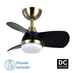 Ventilador de techo led Dc 24w Pirdo Cuero/negro con 3 Aspas - 1