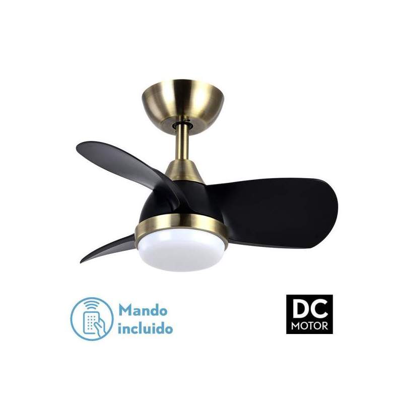 Ventilador de techo led Dc 24w Pirdo Cuero/negro con 3 Aspas - 1