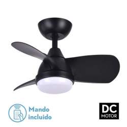 Ventilador de techo led Dc 24w Pirdo Negro con 3 Aspas - 1