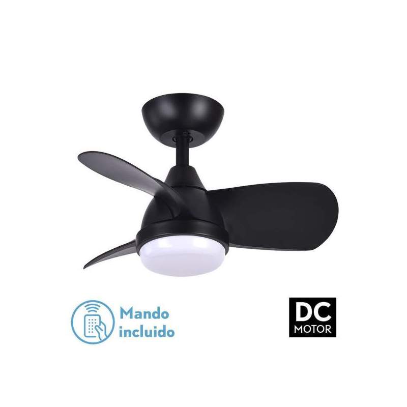 Ventilador de techo led Dc 24w Pirdo Negro con 3 Aspas - 1