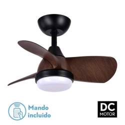 Ventilador de techo led Dc 24w Pirdo Negro/marron con 3 Aspas - 1