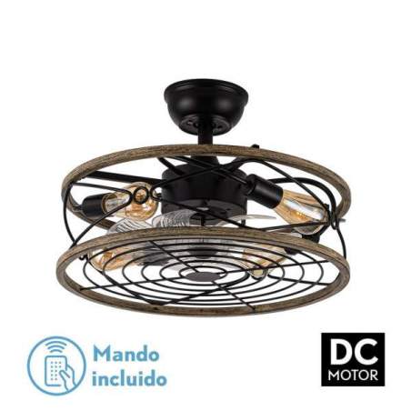 Ventilador de techo DC Arcadia Negro con 4 casquillos E27 y con 8 Aspas Transparentes - 1