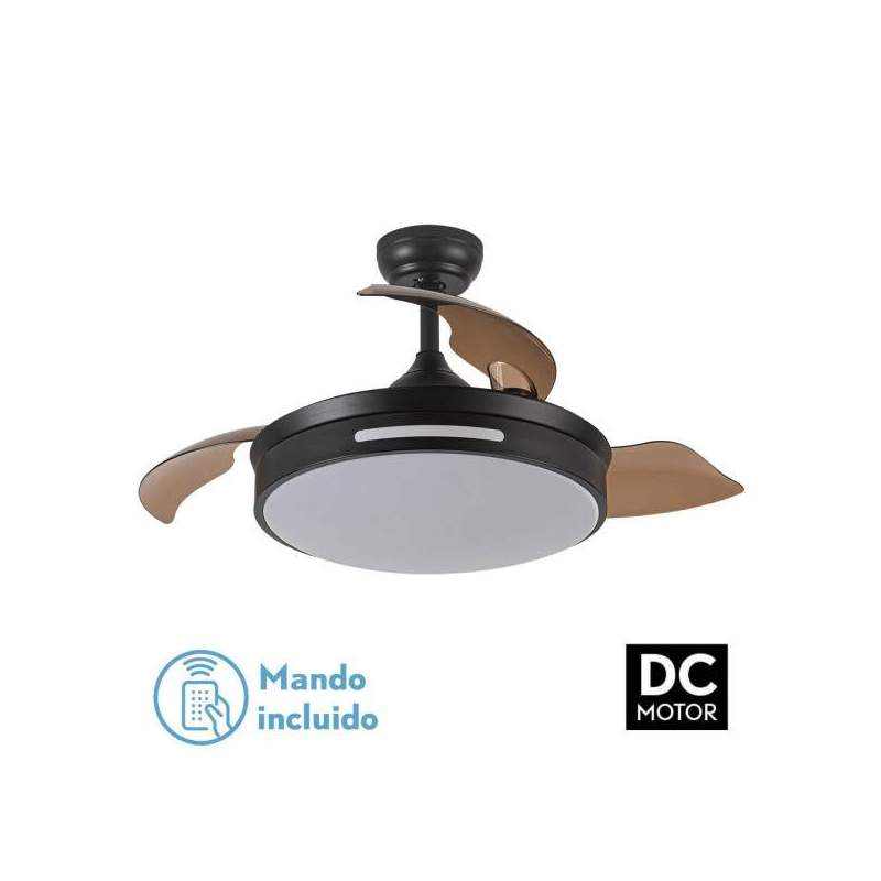 Ventilador de techo led DC 72w Micenas Negro con 3 Aspas desplegables - 1