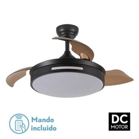 Ventilador de techo led DC 72w Micenas Negro con 3 Aspas desplegables - 1