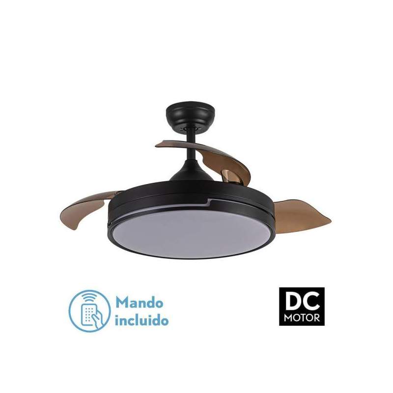 Ventilador de techo led DC 72w Olimpia Negro con 3 Aspas desplegables - 1