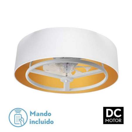 Ventilador de techo led Dc Anuska 60w Blanco/oro con 8 Aspas - 1