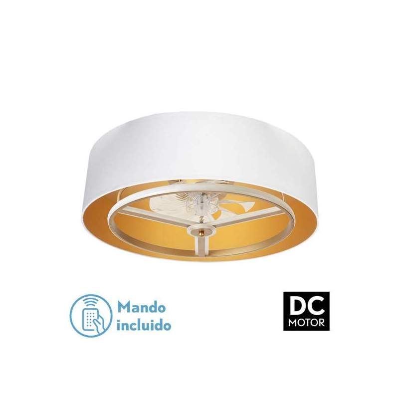 Ventilador de techo led Dc Anuska 60w Blanco/oro-oro con 8 Aspas - 1