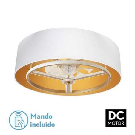 Ventilador de techo led Dc Anuska 60w Blanco/oro-oro con 8 Aspas - 1