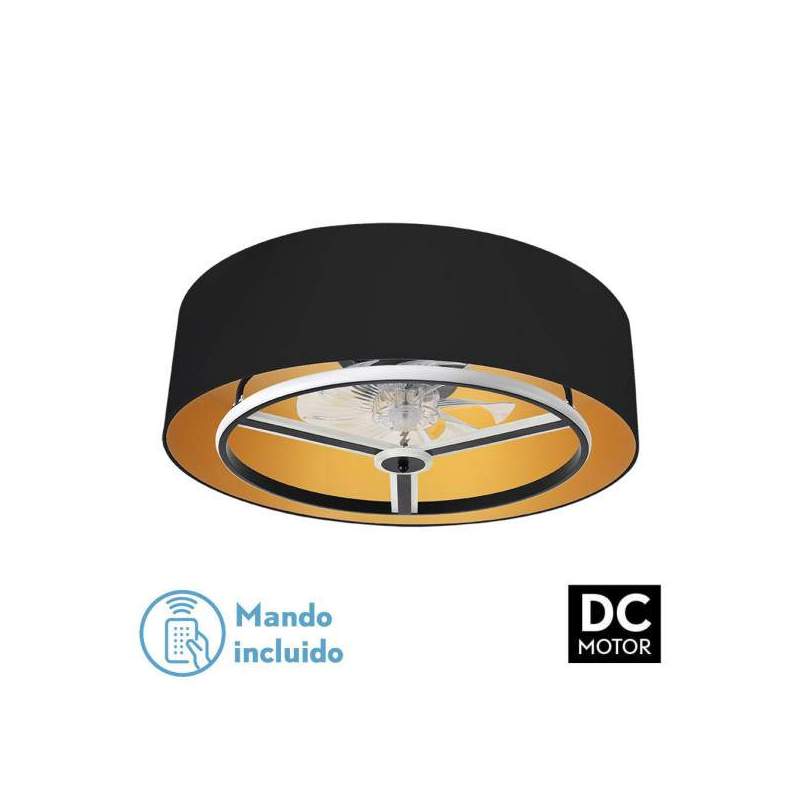 Ventilador de techo led Dc Anuska 60w Negro/oro con 8 Aspas - 1