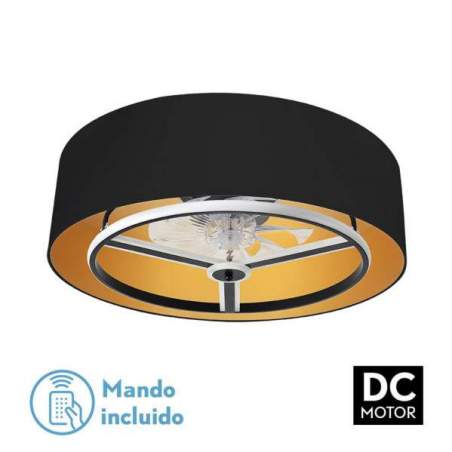 Ventilador de techo led Dc Anuska 60w Negro/oro con 8 Aspas - 1