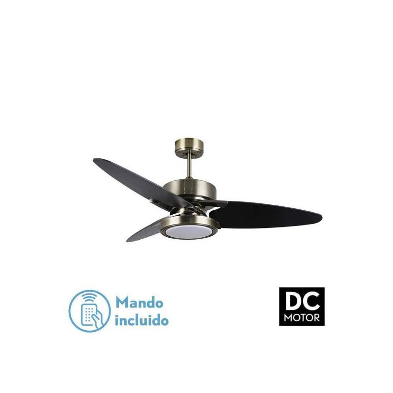 Ventilador de techo led Dc Cross 30w Cuero con 3 Aspas reversibles Negro/nogal - 1