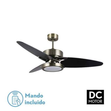 Ventilador de techo led Dc Cross 30w Cuero con 3 Aspas reversibles Negro/nogal - 1