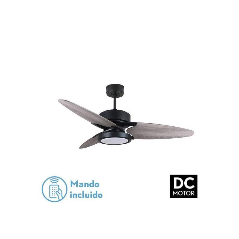 Ventilador de techo led Dc Cross 30w Negro con 3 Aspas reversibles Gris/roble - 1