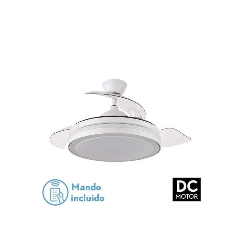 Ventilador de techo led Dc Esparta Blanco 72w de 91 cm diametro con 3 aspas desplegables - 1