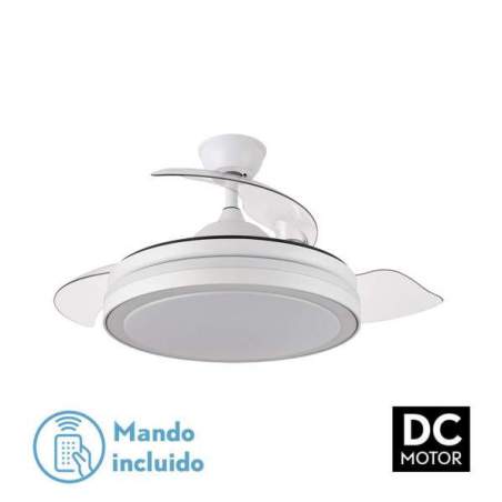 Ventilador de techo led Dc Esparta Blanco 72w de 91 cm diametro con 3 aspas desplegables - 1