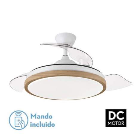 Ventilador de techo led Dc Evros 72w Blanco/haya con 3 aspas despegables - 1