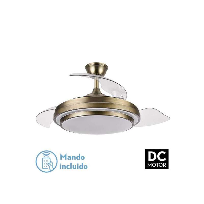 Ventilador de techo led DC Ibe 72w Cuero con 3 Aspas desplegables - 1