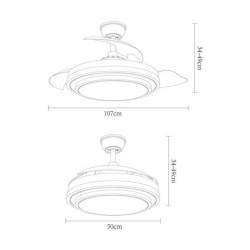 Ventilador de techo led DC Ibe 72w Cuero con 3 Aspas desplegables - 3