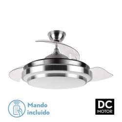 Ventilador de techo led DC Ibe 72w Niquel con 3 Aspas desplegables - 1