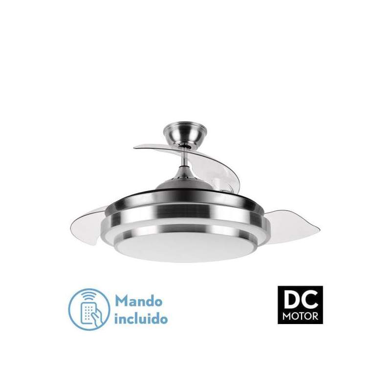 Ventilador de techo led DC Ibe 72w Niquel con 3 Aspas desplegables - 1