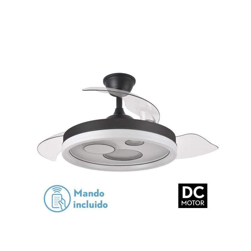 Ventilador de techo led Dc Turia 72w Negro/blanco con 3 Aspas desplegables - 1