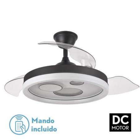 Ventilador de techo led Dc Turia 72w Negro/blanco con 3 Aspas desplegables - 1